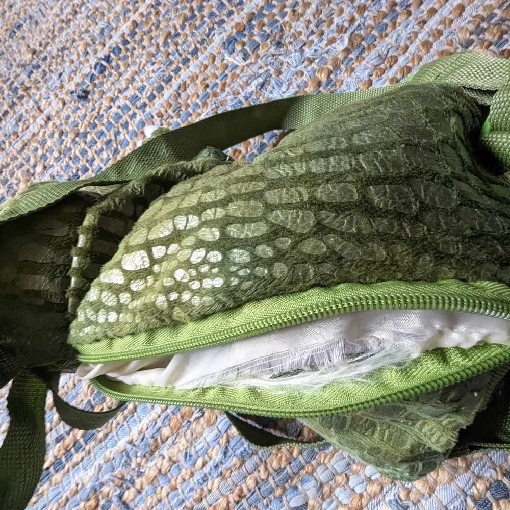 Dinosaur Plush Backpack Green Kids Toddler Novelty Zip Bag School Play Utility C